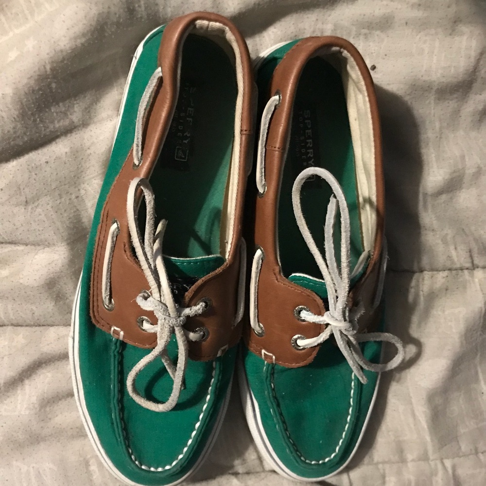 Green Sperry Top Sider Shoes